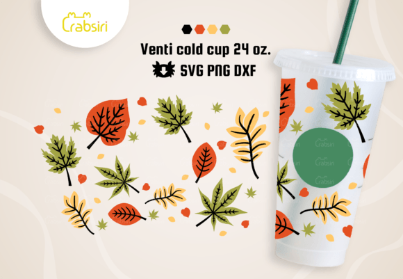 Autumn Leaf Venti Cold Cup 24oz SVG: Graphics for Crafts