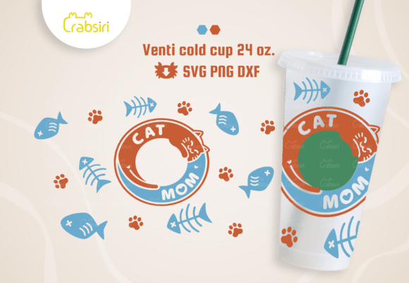 Cat Mom Venti Cold Cup 24oz SVG Crafts Graphics Review