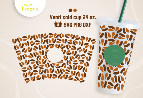 Coffee Beans Heart Cold Cup 24oz SVG