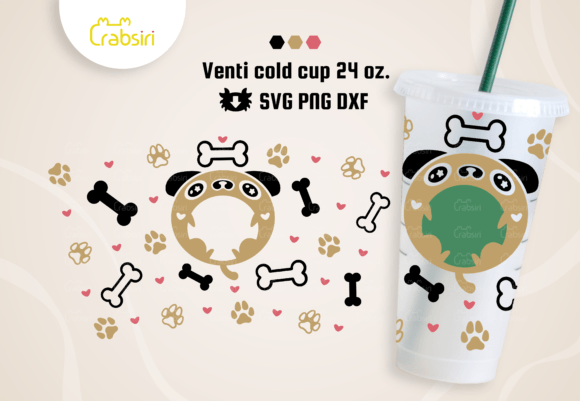 Cute Dog Venti Cold Cup 24oz SVG: Graphics for Crafts