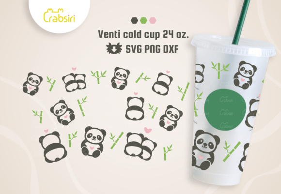 Cute Panda Venti Cold Cup SVG for Blog Graphics & Crafts
