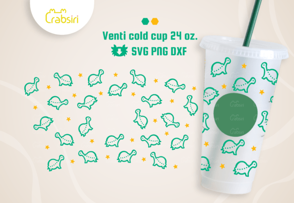 Cute Sea Turtle Venti Cold Cup SVG Graphics for Crafts