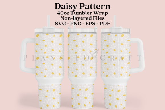 Daisy Pattern 40oz Tumbler Wrap SVG in Graphics & Crafts