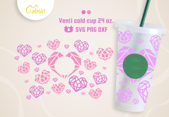 Diamond Heart Venti Cold Cup 24oz SVG: Graphics & Crafts