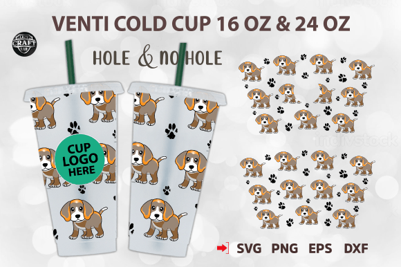 Dog Paws 24 OZ Venti Cup Wrap SVG: Tumbler Wraps Graphics