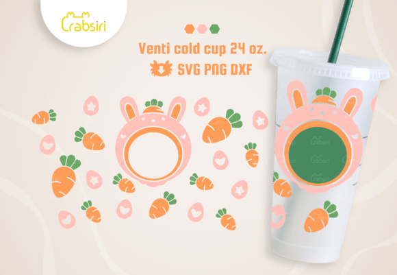 Easter Rabbit Venti Cold Cup 24oz SVG: Graphics & Crafts