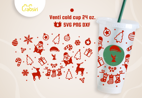 Festive Christmas Cold Cup 24oz SVG for Crafts & Graphics