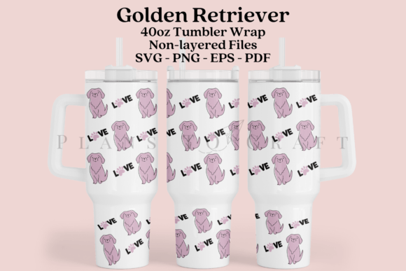 Golden Retriever 40oz Tumbler Wrap SVG for Crafts & Graphics