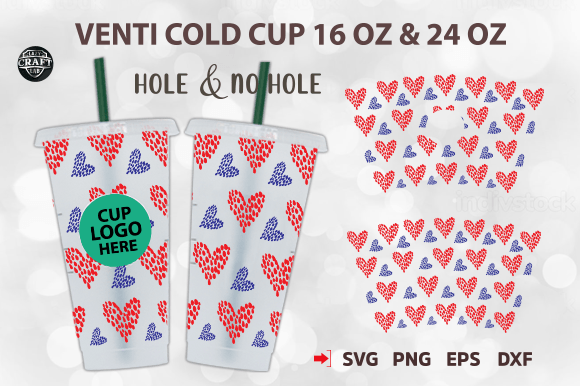 Heart Cold Cup Wrap SVG: Graphics for Tumbler Wraps