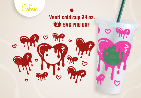 Heart Dripping Venti Cup SVG: Graphics & Crafts