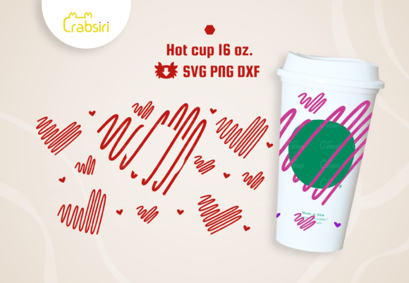 Heart Line Hot Cup 16oz SVG for Brand Graphics & Crafts
