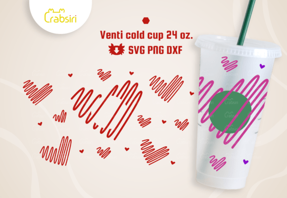 Heart Line Venti Cold Cup 24oz SVG: Crafts & Graphics