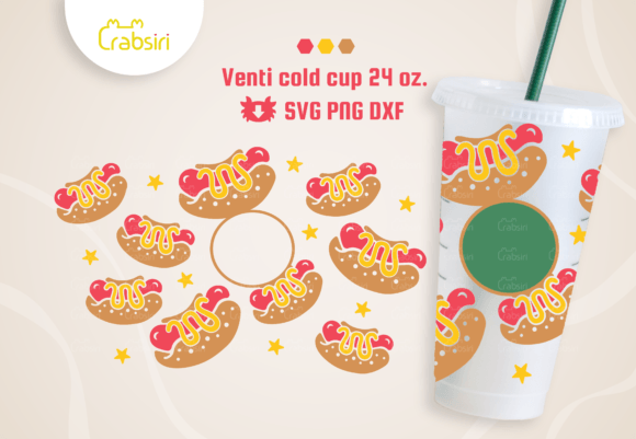 Hot Dog Venti Cold Cup 24oz SVG for Crafts & Graphics
