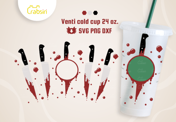 Knife with Blood Venti Cold Cup 24oz SVG Graphics & Crafts