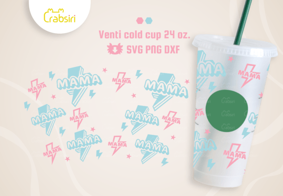 Mama Bolt and Star Cold Cup 24oz SVG: Graphics & Crafts