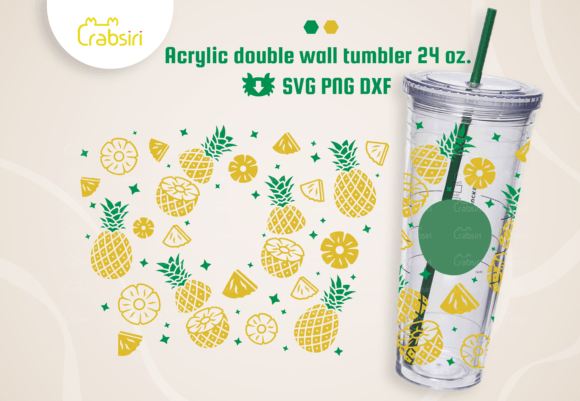 Pineapple Acrylic Cup 24oz SVG for Crafts & Graphics