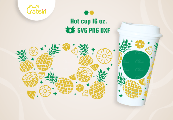 Pineapple Hot Cup 16oz SVG: Summer Craft Graphics