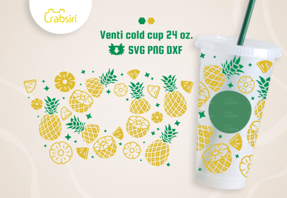 Pineapple Venti Cold Cup 24oz SVG: Graphics for Crafts