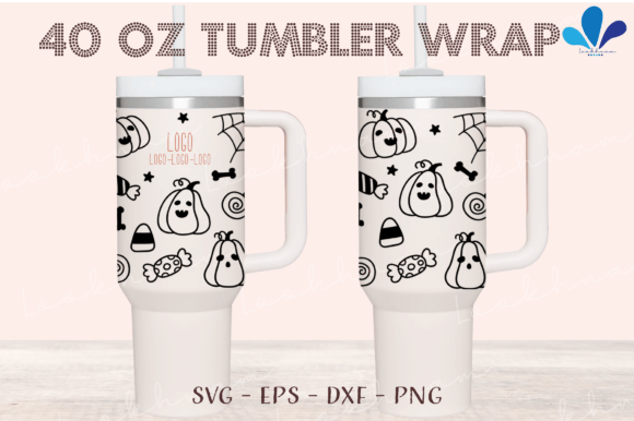 Pumpkin Halloween Candy Tumbler Wrap SVG: Print & Graphics