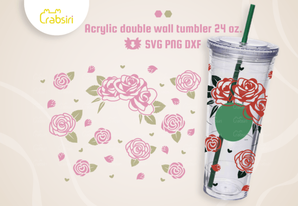 Rose Valentine Acrylic Cup 24oz SVG Graphics & Crafts
