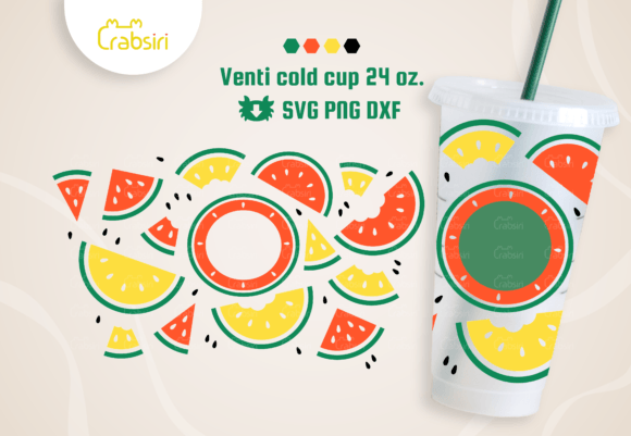 Watermelon Venti Cup SVG: Graphics & Crafts for Branding