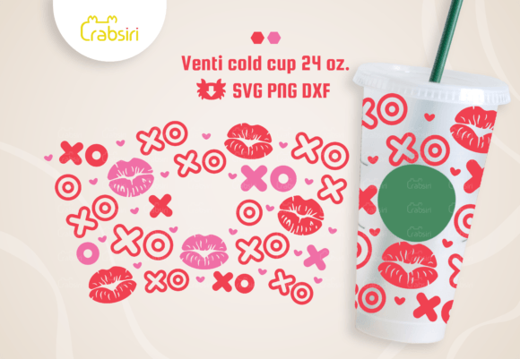 XOXO Kisses Venti Cold Cup SVG: Graphics & Crafts